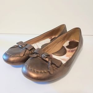 Born Bronze Ballet Bow Comfort Flats sz 8.5
